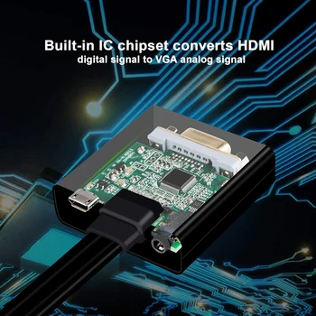 HDMI uz VGA adapteris audio Jauda, HDMI, VGA kabelis PS4 PS5 PC klēpjdators 3070ti HDMI uz VGA out ar audio