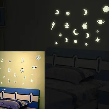 Gaismas Sienas Uzlīmes Apļveida Mirdzums Apdare bērna Istabu 3D, Bubble Zvaigžņu Punkti Luminiscences Gaismas Uzlīmes DIY Kopmītnē