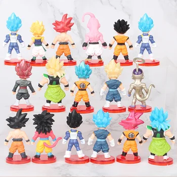 16pcs/Set Smieklīgi Prieks Dragon Ball Z Son Goku, Vegeta Rīcības Mini Anime Attēls Super Saiyan Figura Bērniem Dāvanu Statuetes Rotaļlietas