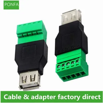 USB 2.0 Sieviete & Vīrietis Skrūvju Spaiļu Bloka Savienotājs USB 2.0 Plug līdz 5 Pin Sieviešu Skrūvējamām spailēm Plug-in Tipa Adapteris