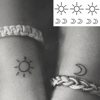 Ūdensnecaurlaidīgus Pagaidu Tetovējumu Uzlīmes Minimālisma Maza Saule, Mēness Spalvu SnakeTatto Body Art Flash Viltus Tetovējums, Vīriešiem, Sievietēm, Bērniem,