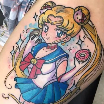 Japāņu Karikatūra Tetovējumu Uzlīmes Sieviešu Anime Ūdensizturīgs Gudrs, Seksīgs Modes Mākslas Viltus Tetovējumiem, Kas Ilgst Ziedu Roku Pagaidu Tetovējumiem