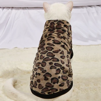 Pet Kaķu Apģērbu Plīša Suni Vest Gudrs Silts, Elpojošs Kaķu Apģērbu Jaka Ins Vēja Leopards Drukāt Suņu Apģērbu Čihuahua Kucēns Apģērbtu