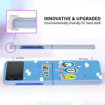 Caurspīdīgs Tālrunis Case For Samsung Galaxy Z Flip 3 Vāciņu Galaxy Z Flip 5G Grūti DATORA Korpusa Skaidrs Malas Soma Cute Karikatūra Doraemon