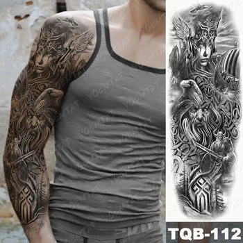 Lielu Roku Piedurknēm Tetovējums Dievi Zevs Zibens Ellē Ūdensnecaurlaidīgus Pagaidu Tatto Uzlīmes, Poseidon Lācis Body Art Pilna Viltus Tetovējums Vīriešiem