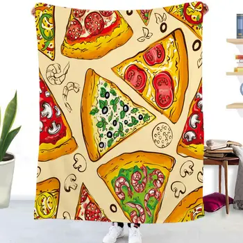 Pizza Virtuļi Flaneļa Mest Segu Segas Pārklājs un Maiga, Silta Dīvāna Segums, Dīvāns Dīvāns Gulta Krēsls