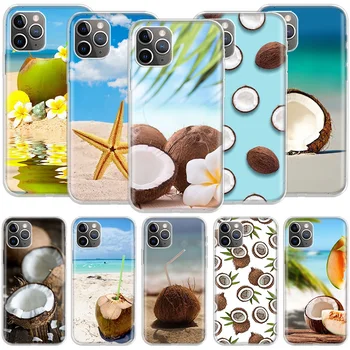Kokosriekstu Augļi Beach Tālruņa Apple Iphone 12 13 Pro Max Mini 11 8 7 6 6S Plus X XS XR Gadījumā 5 5S SE 2020. gadam Korpusa Vāka