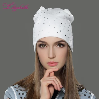 LILIYABAIHE Sieviešu Rudens Un Ziemas Cepuri Dāmas Kaķu Meitenes Cepures Sievietēm Skullies Beanies Pūka Caps populārākajām apdares